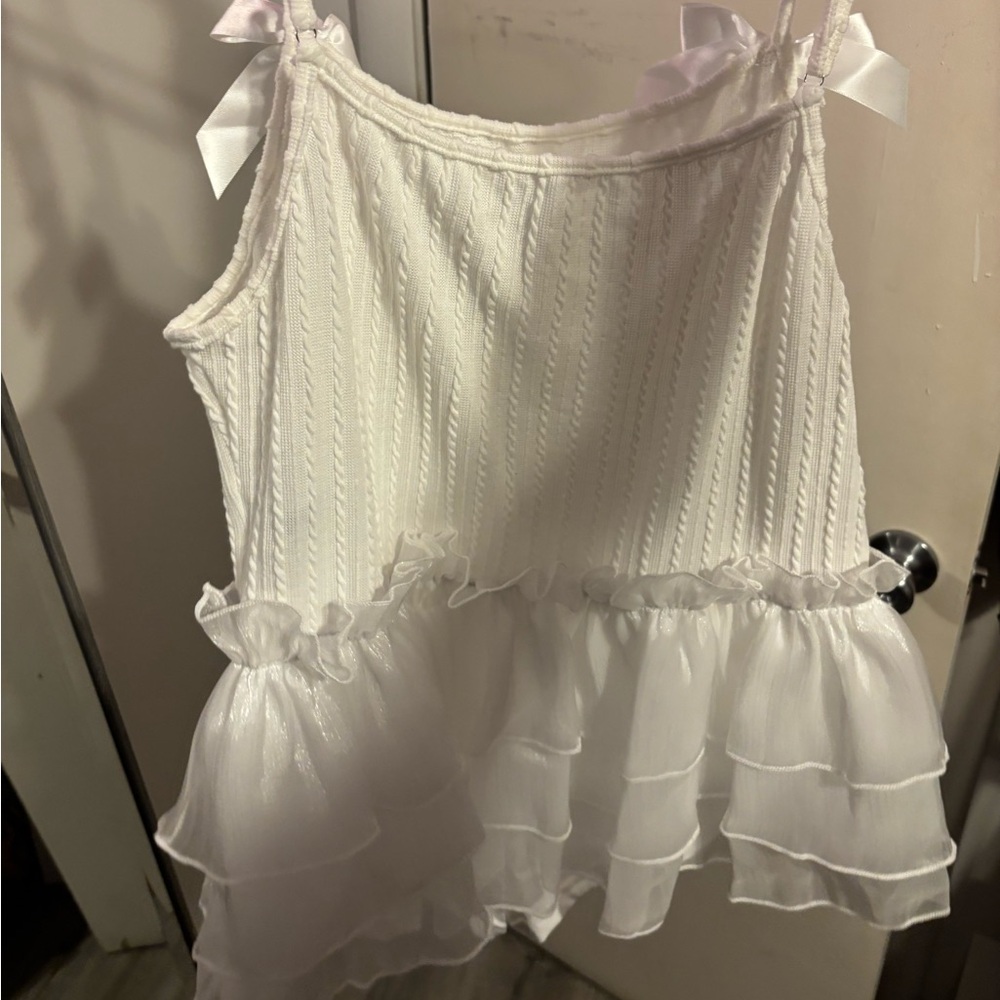 White Ruffled romper - Picture 2 of 3
